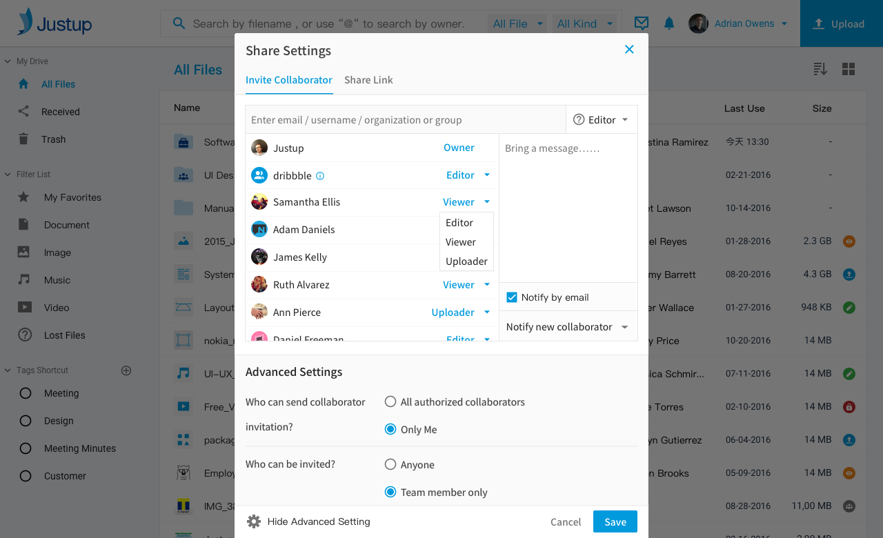 Invite Collaborator Setting